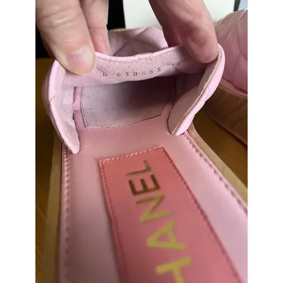 Chanel | Pink Quilted Lambskin Leather Platform Sole CC Logo Size EU 38 - Picture 6 of 10
